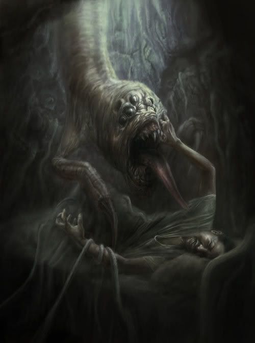 an image of a creepy creature with its mouth open