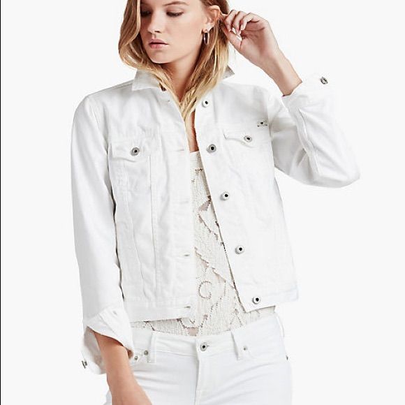 Looks Brand New. Worn Twice. Destructed Look With Small Rips Throughout. White Denim Jacket For Fall Day Out, Chic White Denim Jacket, White Cotton Denim Jacket For Day Out, Fitted Denim Jacket For Everyday Spring Wear, Chic Fitted Denim Jacket For Everyday, Chic White Denim Jacket For Fall, Chic Button-up Cotton Denim Jacket, Chic Cotton Button-up Denim Jacket, Fitted White Denim Jacket For Spring