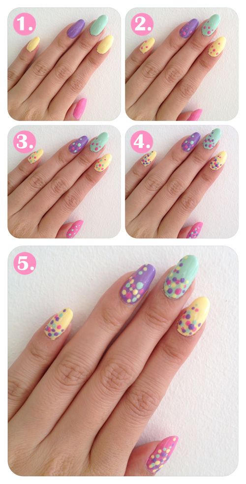 polka dot mani Easter Nail Art Designs, Polka Dot Nail Art, Unghie Nail Art, Easter Nail, Easter Nail Art, Dot Nail Art, Nail Art For Beginners, Nail Art Designs Summer, Polka Dot Nails