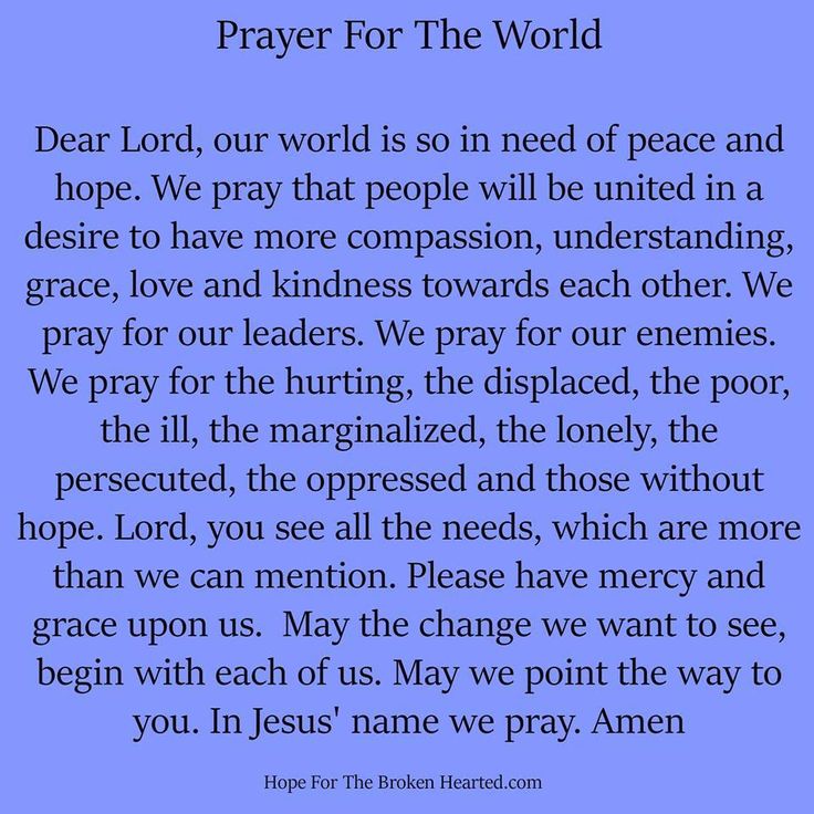 a poem written in blue with the words prayer for the world and an image of jesus