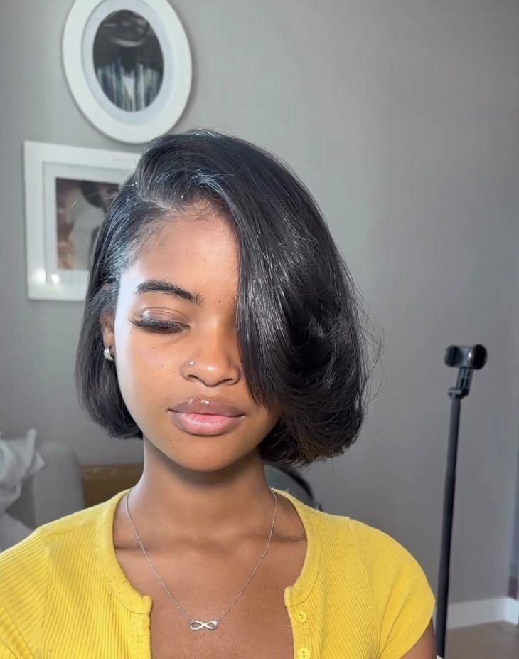 Bobs For Black Women Natural, Shoulder Length Hair Black Women, Bobs On Black Women Real Hair, Natural Hair Bob Cut, Healthy Black Hair, Natural Hair Bob, Pressed Natural Hair, Silk Press Natural Hair, Straight Natural