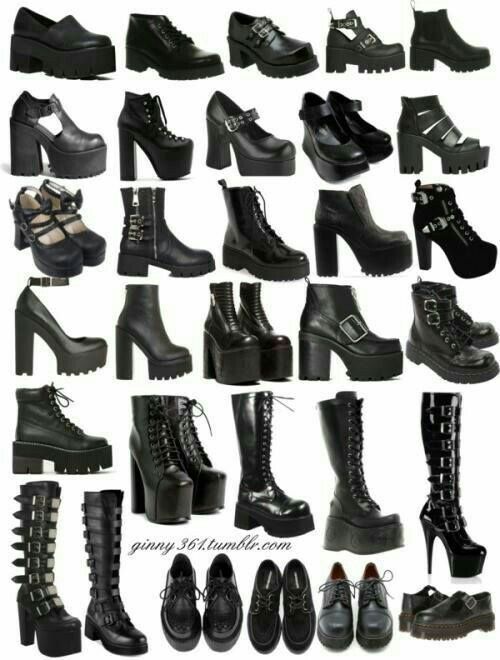 Egirl Fashion, Goth Shoes, Gothic Shoes, Aesthetic Grunge Outfit, Aesthetic Shoes, Goth Outfits, Alternative Outfits, Pretty Shoes, Edgy Outfits