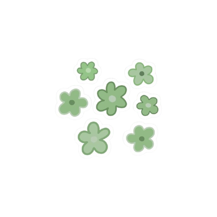 green flower stickers on a white background