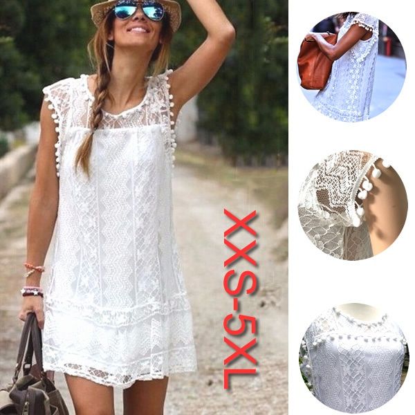 Fashion Summer Dress Sexy Women Casual Sleeveless Beach Short Dress Tassel Solid White Mini Lace Dress Plus Size White Mini Lace Dress, Beach Short Dress, Lace Dress Plus Size, Mini Lace Dress, Graduation Outfit Ideas, Short Beach Dresses, White Lace Mini Dress, Summer Fashion Dresses, Graduation Outfit