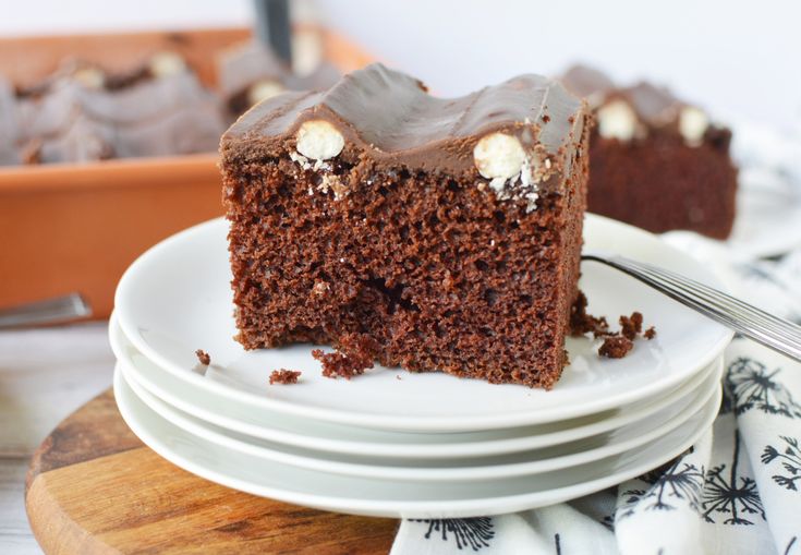 a piece of chocolate cake on a plate