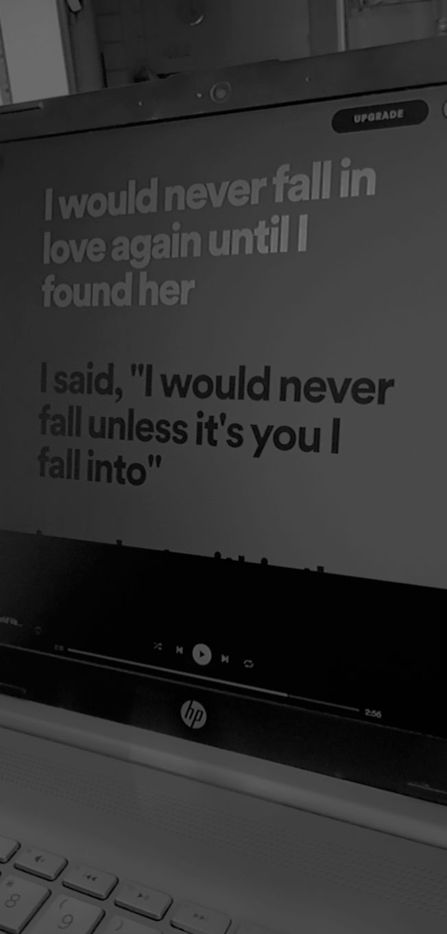 a computer screen with the words i would never fall in love again until found her