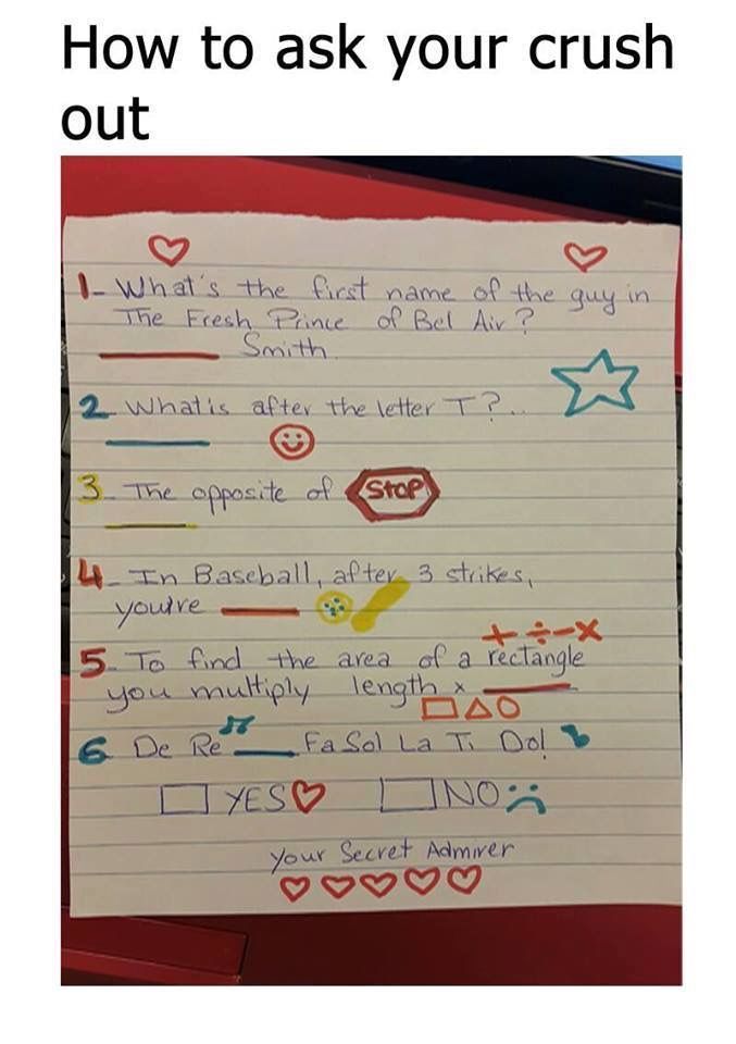 a piece of paper with writing on it that says how to ask your crush out