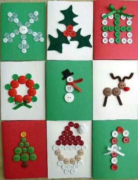 christmas cards made with buttons and paper