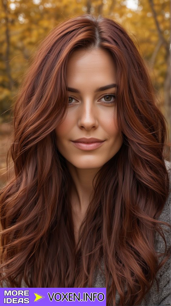 22 Embrace Autumn with Stunning Brown Fall Hair Colors | Top Trends 2024 - Trends Ideas voxen.info All Over Red Brown Hair Color, Fall Hair Color With Highlights, Red Tones Hair Color, Hair Color Ideas Red Brown, Light Brown Hair With Red, Cool Red Hair Color, Dark Mahogany Hair Color, Red Toned Brown Hair, Natural Red Highlights