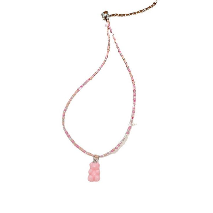 Material: Beads/Beads Style: Korean Korean Style Trendy Pink Crystal Necklaces As Gift, Trendy Pink Crystal Necklaces For Gifts, Trendy Pink Crystal Necklace For Gift, Sweet Beaded Jewelry Gift, Pink Beaded Necklace For Summer Gifts, Sweet Beaded Jewelry For Gifts, Casual Beaded Necklaces With Letter Beads As A Gift, Casual Beaded Necklace With Letter Beads For Gift, Pink Charm Necklaces With Colorful Beads As Gift