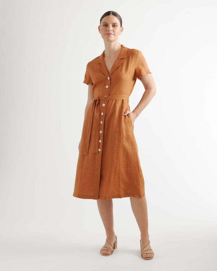 Midi Linen Dress, Dresses Quince, Button Front Dress, Wide Leg Linen Pants, Silk Slip Dress, European Linens, Quince Dresses, Organic Linens, Silk Slip