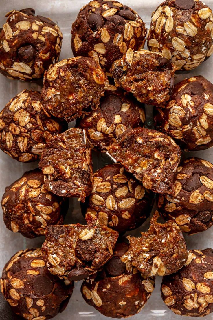 chocolate and oatmeal muffins in a tray