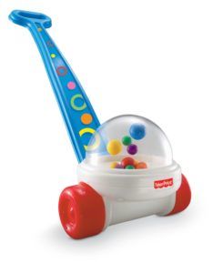 this is an image of a toy car with balls in it