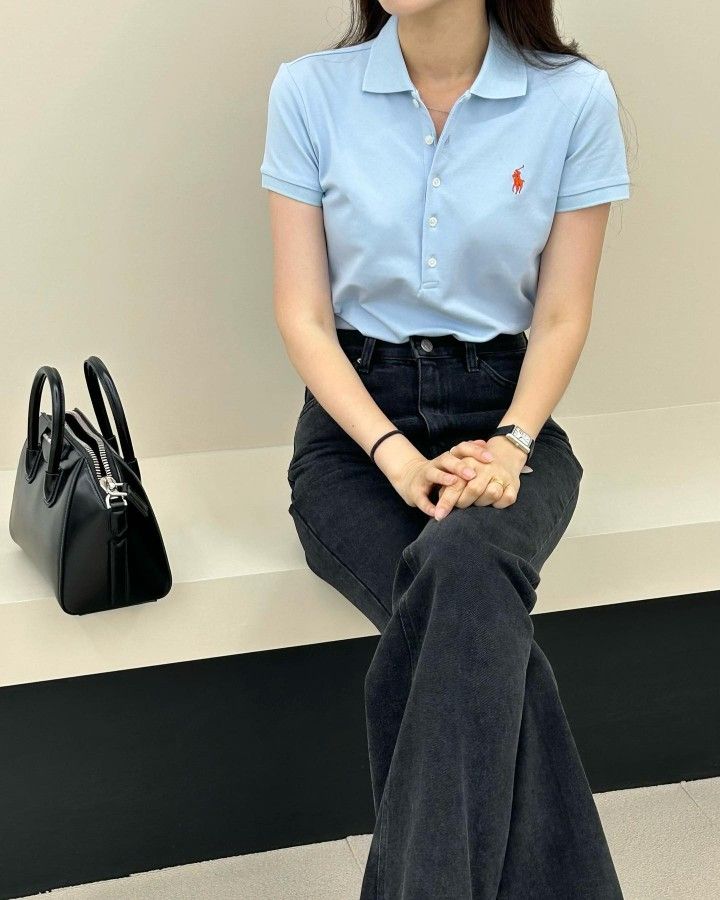 Daily Office Wear Women, Classy Korean Outfits, Korean Work Outfit, Casual Korean Outfits, Korean Business Casual, Polo Outfits For Women, Outfit Campus, Korean Women Fashion, Simple Casual Outfits