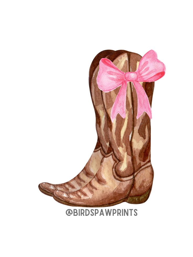 Cowgirl Boot Bow Wall Art Made to print! Comes without watermark Cartoon Cowgirl Boots, Cowgirl Crafts, Cowboy Boot Art, Cowboy Boots Print, Coquette Wall Art, Boots Art, Bow Wall, Big Little Basket, Cowgirl Print