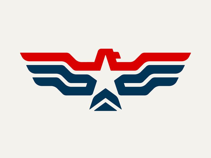 the american eagle logo with red, white and blue stripes on it's wings