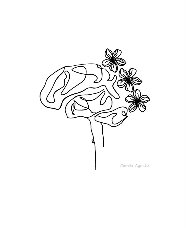 a black and white drawing of a flower