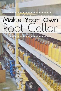 an image of a store with jars and containers on the shelves that are labeled make your own root cellar