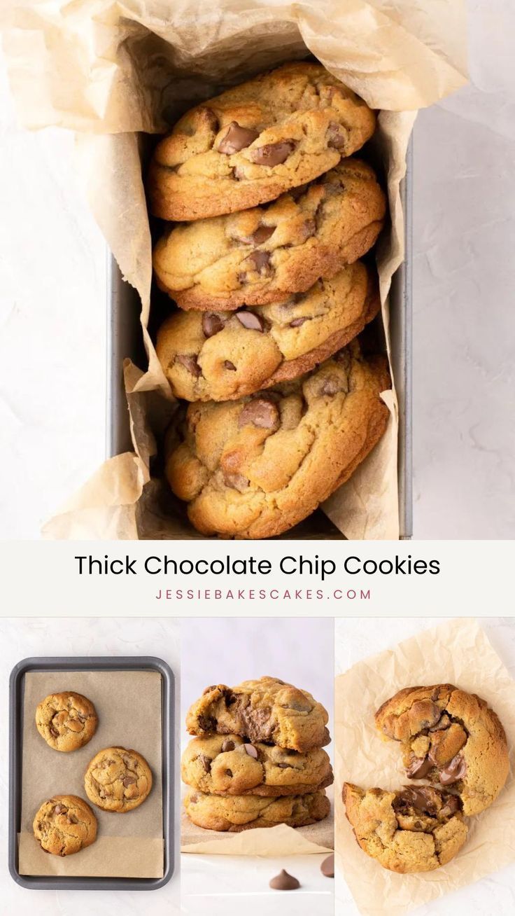 chocolate chip cookies in a baking tin with parchment paper