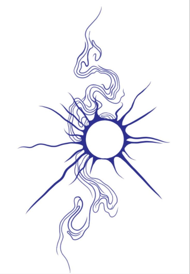 a drawing of a sun that is in the middle of it's frame, with some lines coming out of it