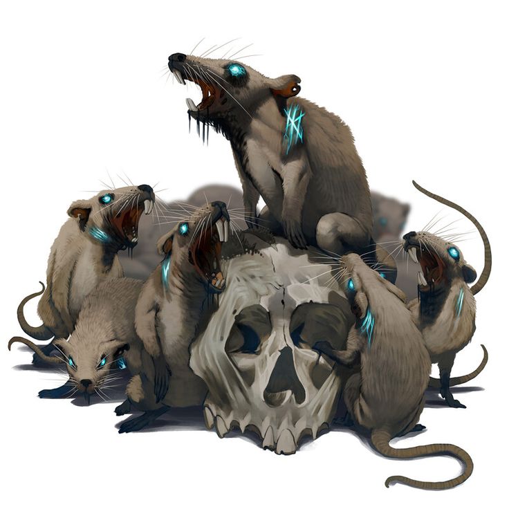 a group of mouses standing around a skull with glowing lights on its face and teeth