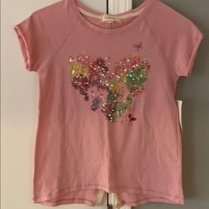 Fun, Embellished Tee! Girls Size 14/16 New With Tags Casual Summer Tops With Glitter Print, Casual Pink Embellished Tops, Casual Short Sleeve Tops With Glitter Print, Spring Casual Embellished Tops, Casual Embellished Tops For Spring, Casual Cotton Tops With Sequins, Cute Short Sleeve Tops With Glitter Print, Cotton Short Sleeve Tops With Glitter Print, Casual Glitter Print Tops For Spring