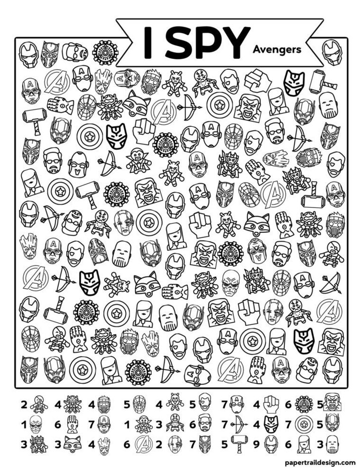 a coloring page with the words i spy in black and white, surrounded by images of monsters