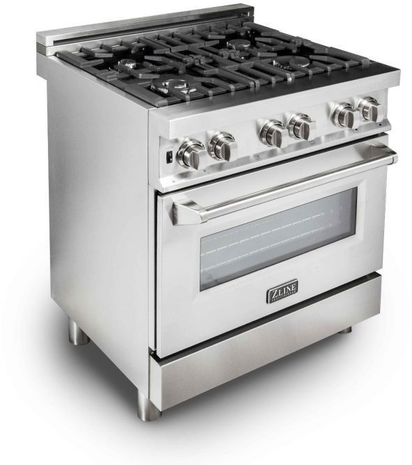 an oven with two burners on the front and one in the back, against a white background