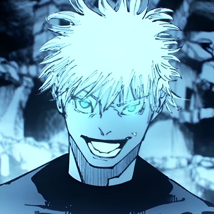 an anime character with white hair and green eyes smiling at the camera while standing in front of another character