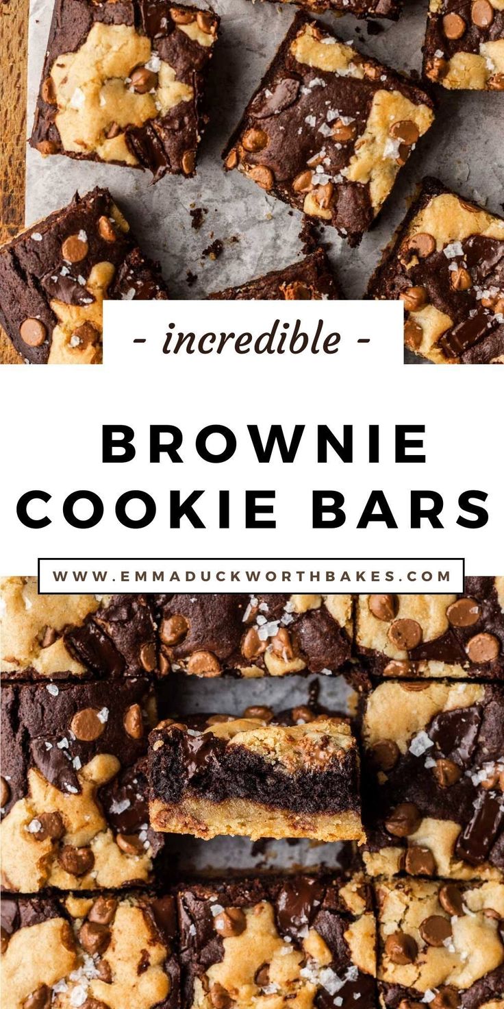 chocolate brownie cookie bars with coconut flakes on top and text overlay that reads incredible