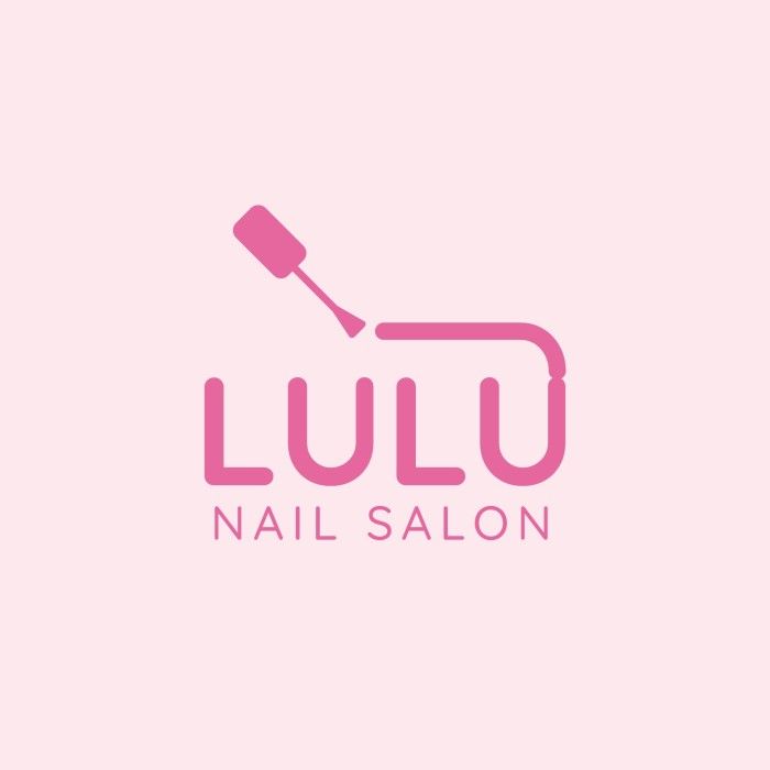 the logo for a nail salon with a pink background and an image of a brush