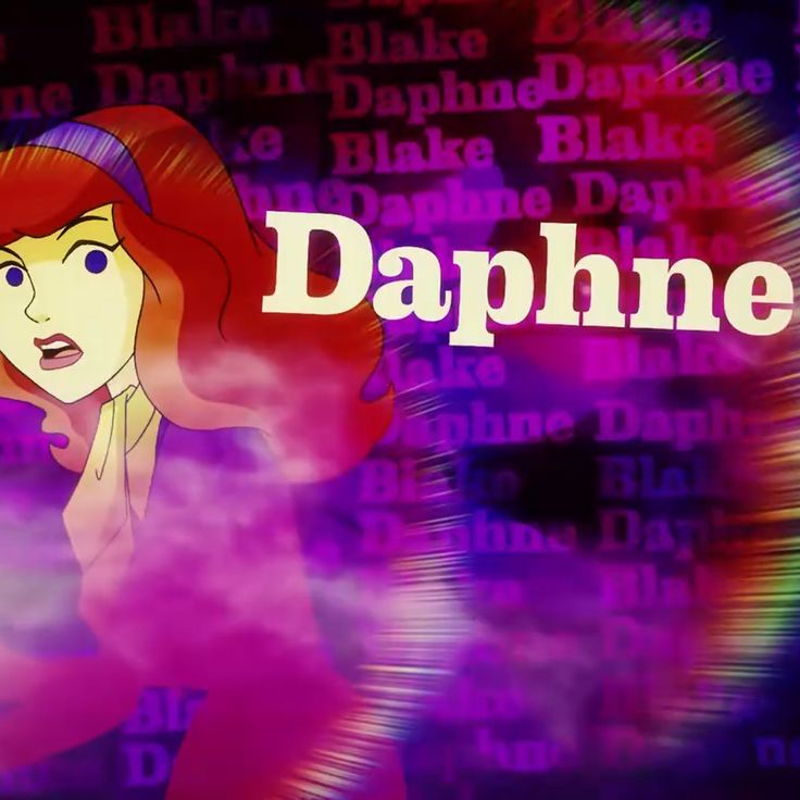 an animated image of a woman with the word daphne in front of her