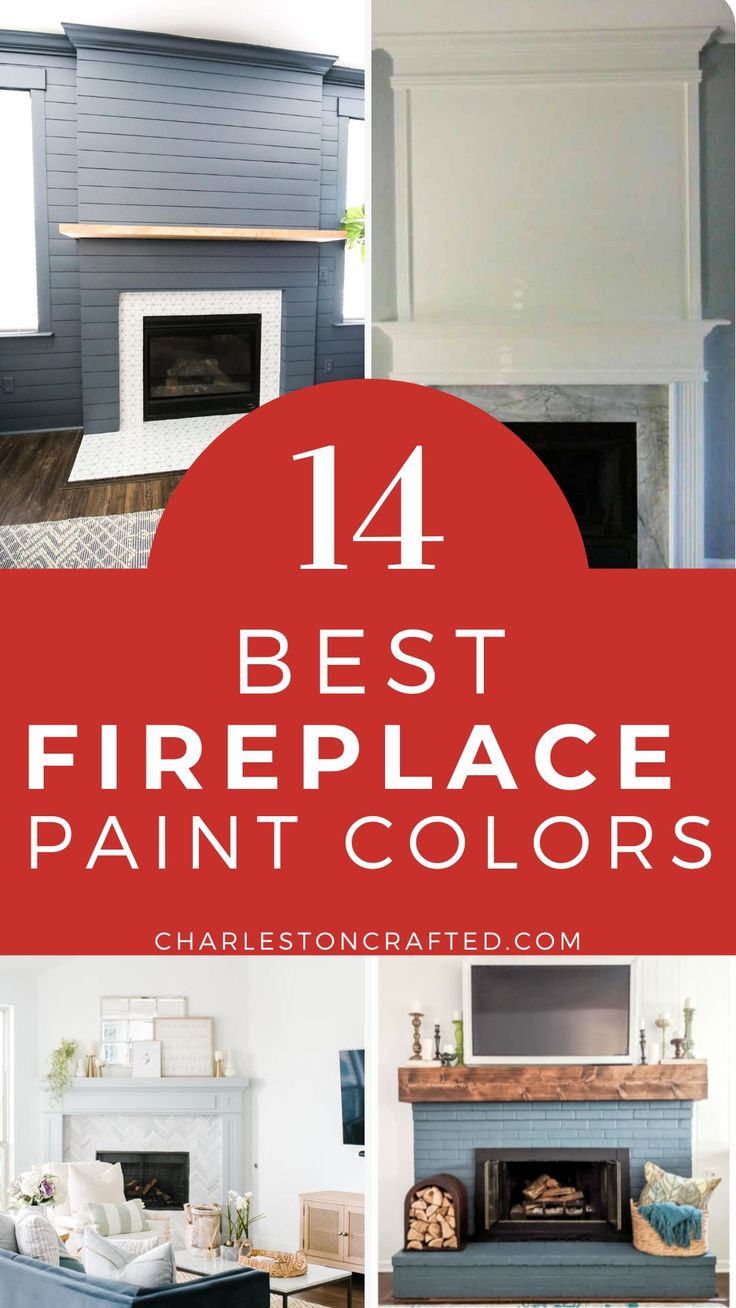 best fireplace paint colors Painted Drywall Fireplace, Fireplace Accent Wall Ideas Paint, What Color Should I Paint My Brick Fireplace, White Fireplace Wall Color, Painted Fireplace Before And After, Painted Fireplaces Wooden, Paint Mantle Ideas, White Paint For Fireplace, Colored Fireplace Mantel