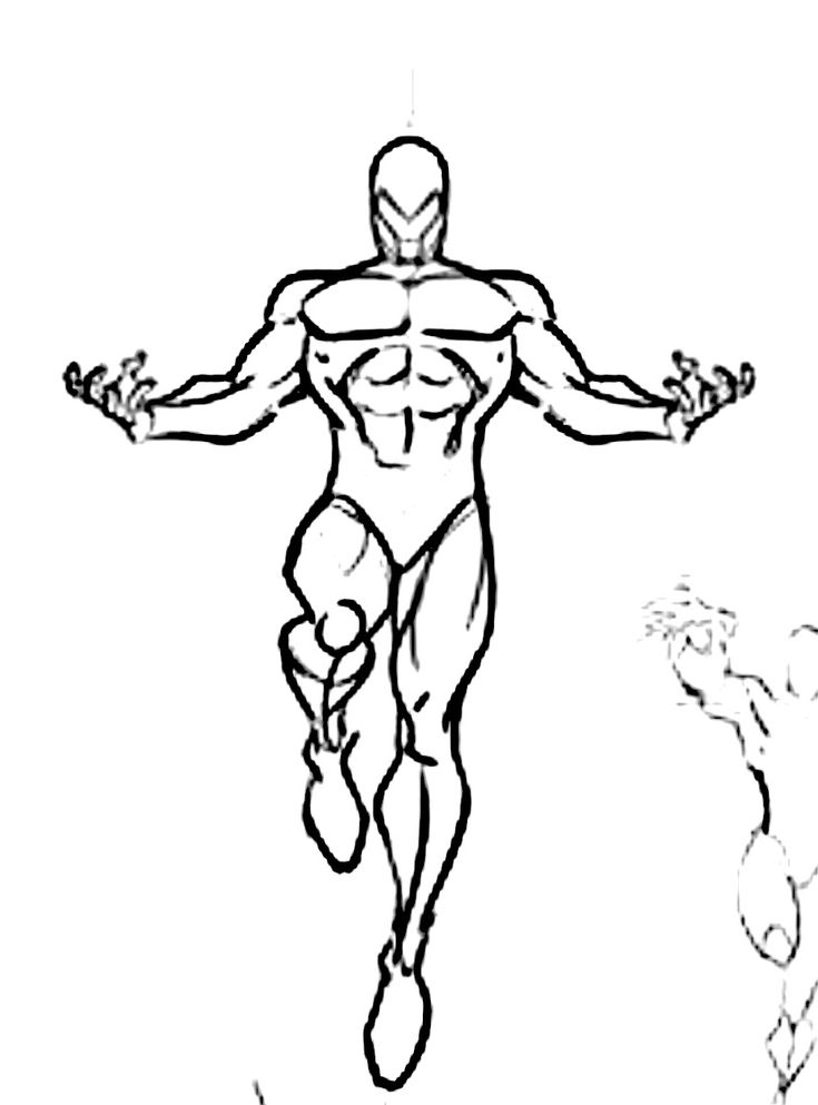 a drawing of a man running in the air