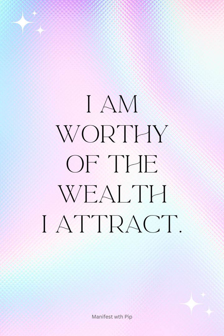 the words i am worthy of the weak attract on a pink and blue background