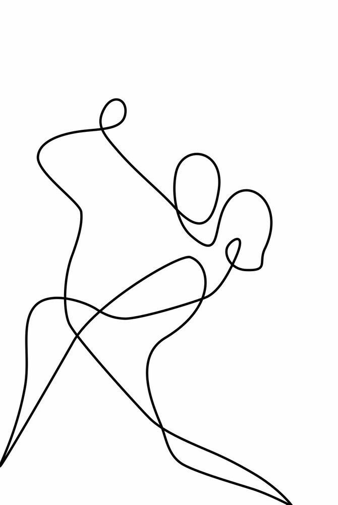 a continuous line drawing of a person holding a tennis racquet in their hands