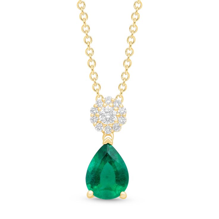 Introducing the "Regal Necklace," a captivating creation that embodies timeless elegance and grace. A pear-shaped emerald, its verdant depths reminiscent of treasure unearthed from a royal kingdom, along with radiant, sparkling diamonds exude everlasting beauty perfect for the woman who enjoys the finer things in life. SKU BS13108P EMERALD SIZE 8x6mm COLORSTONE SHAPE Pear Shape COLORSTONE WT 0.87cts DIAMOND WT 0.09cts Ethically sourced emeralds directly from our renowned Belmont mine in Brazil. Exquisite Pear-shaped Emerald Necklace For Formal Occasions, Pear-shaped Emerald Gemstone Necklace For Formal Occasions, Pear-shaped Emerald Gemstone Necklace For Formal Events, Formal Pear-shaped Emerald Necklace In Fine Jewelry Style, Formal Pear-shaped Emerald Necklace Fine Jewelry, Formal Pear-shaped Emerald Necklace, Elegant Pear-shaped Emerald Necklaces, Elegant Pear-shaped Emerald Necklace, Fine Jewelry Green Pear-shaped Necklaces