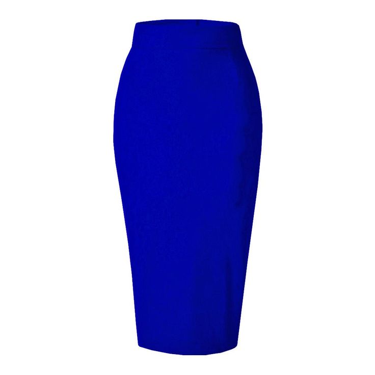 Royal Blue Cotton Midi Skirt – Timeless Elegance Fitted Solid Color Midi Bottoms, Stretch Solid Color Midi Skirt, Fitted Midi Skirt Solid Color, Stretch Midi Skirt In Solid Color, Relaxed Fit Solid Midi Pencil Skirt, Relaxed Midi-length Pencil Skirt, Classic Blue Mini Skirt, Blue Solid Color Midi Skirt, Elegant Blue Midi Bottoms