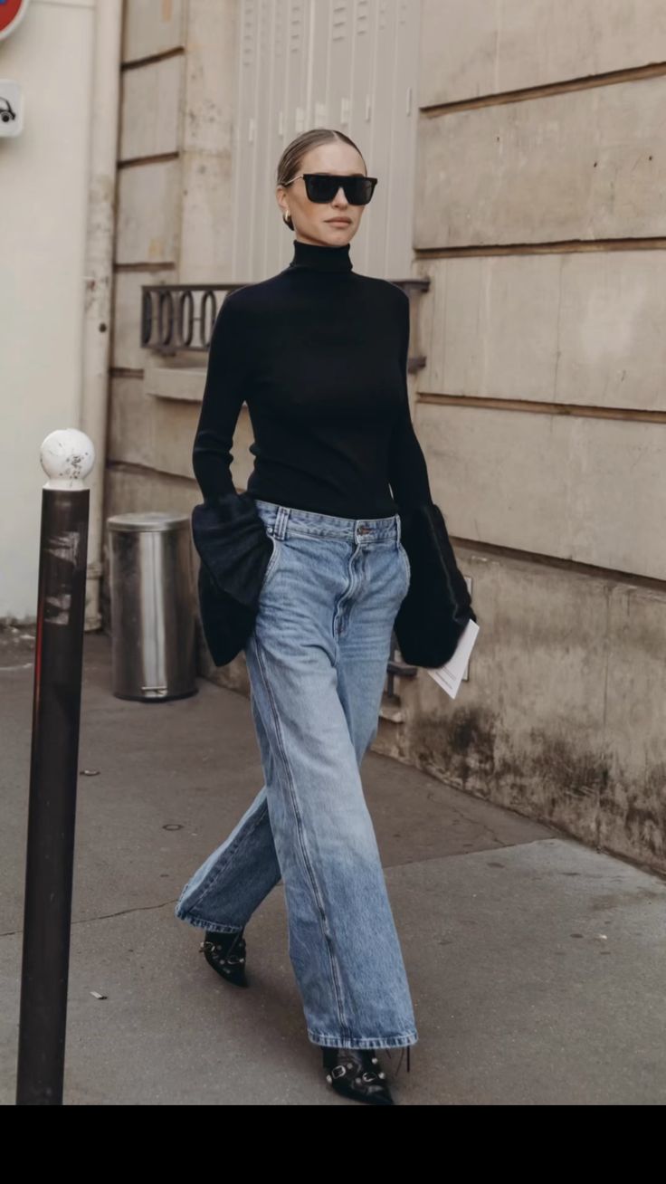 Denim Street Style, Winter Inspo, Retro Styles, Fall Pants, Jean Large, Baggy Denim, Cooler Look, Denim Trends, Casual Chic Outfit