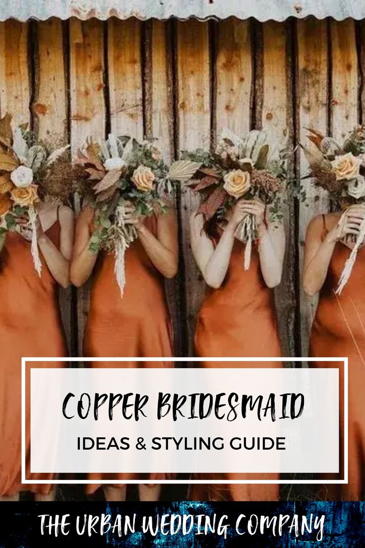 bridesmaid in copper slip dresses Copper Bridesmaid Dress, Copper Bridesmaid, Copper Bridesmaid Dresses, Bridesmaid Dress Trends, Bridesmaid Dress Ideas, Fall Wedding Style, Bridesmaid Outfits, Copper Dress, Outfits Styling