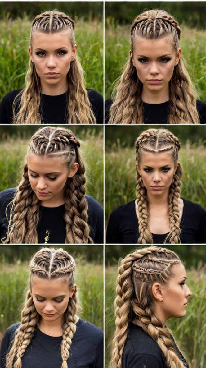 Rock Your how to do viking braids hairstyles: Styles for Rope Braids ☀️ Viking Braids With Bangs, Viking Braid Wedding Hair, Long Hair Viking Style, Hair Wedding Guest Short, Fully Up Hairstyles, Hair Styles For Long Hair Tutorials, Wedding Guest Short Hair, Wolf Braids, Short Hair Wedding Guest