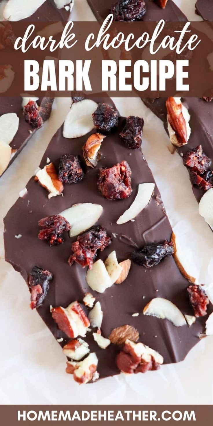 dark chocolate bark recipe with nuts and dried cherries