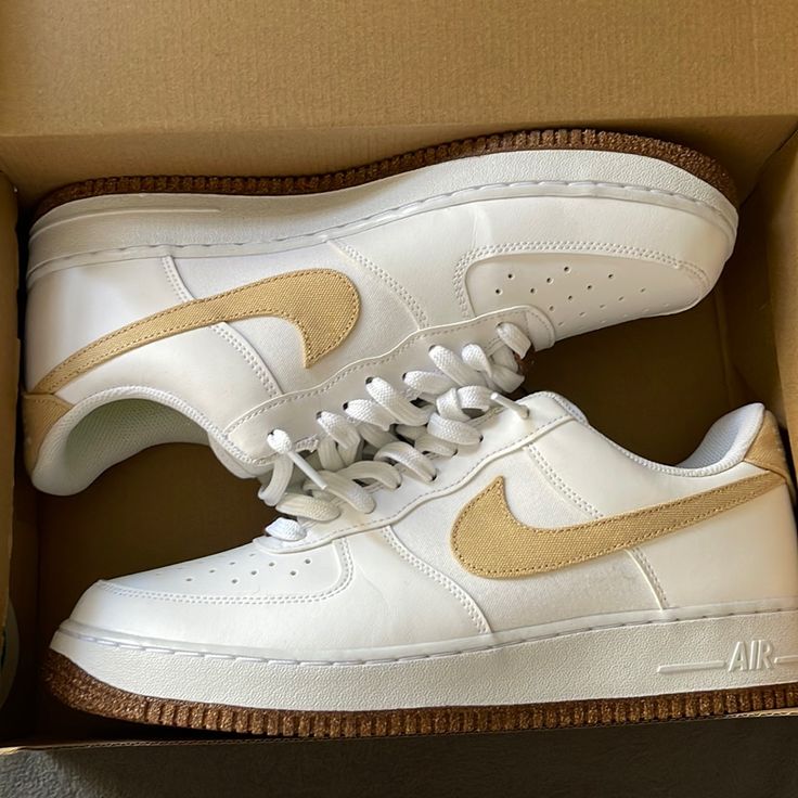 Size 11.5 Us. Maybe Worn Once Or Twice. Perfect Condition. Nike Cream High-top Sneakers With Cushioned Footbed, Cream White, Air Force 1, Nike Air Force, Mens Shoes Sneakers, Nike Men, Nike Shoes, Shoes Sneakers, Men's Shoes