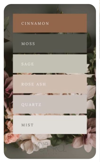 the color scheme for different shades of flowers