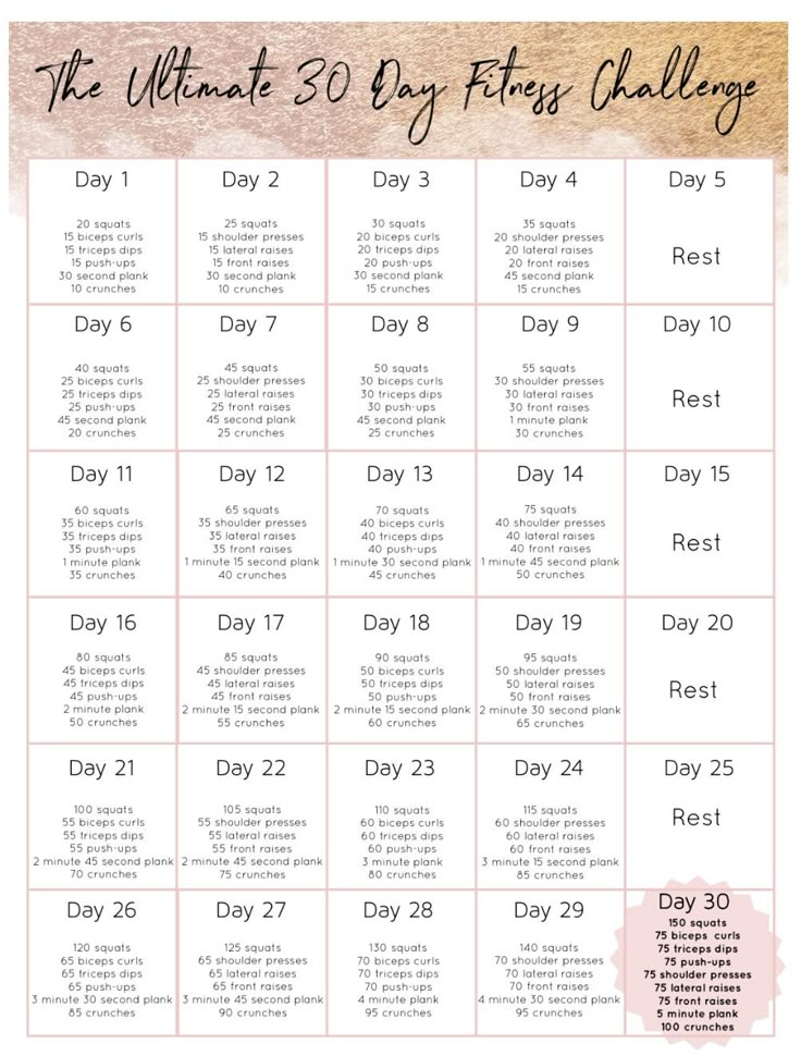 the ultimate 30 - day fix challenge is shown in this printable calendar for women