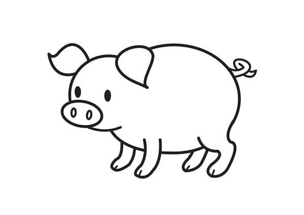 a black and white drawing of a pig