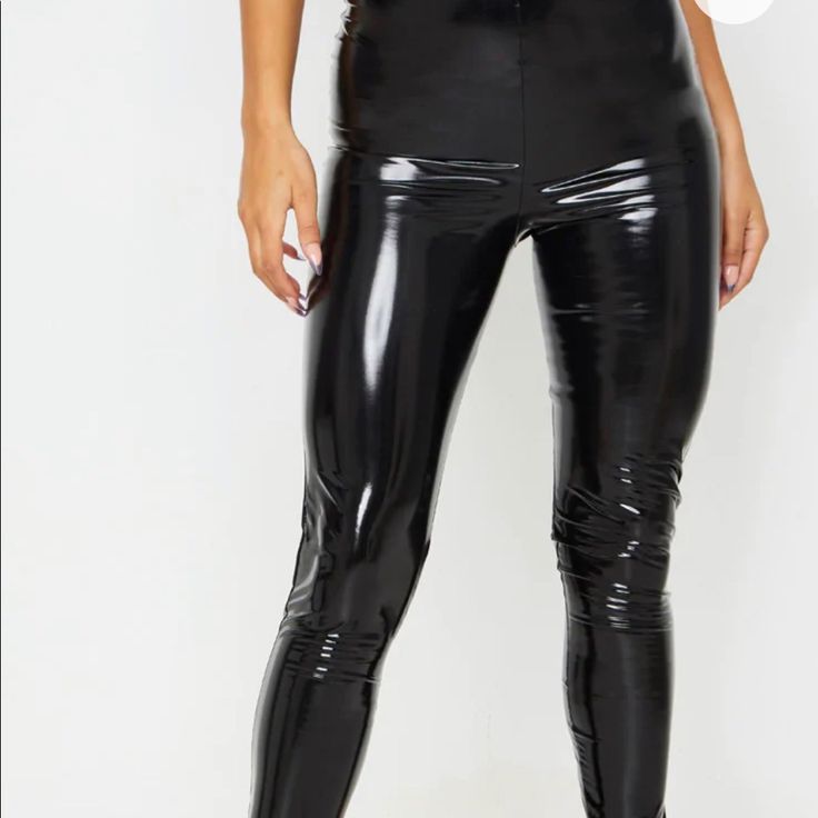 Never Worn. Had Since Last Year. Tags Included. Vinyl Leggings, Black Leather Leggings, Shiny Pants, Black Milk Clothing, Casual Joggers, Pvc Vinyl, Slim Fit Trousers, Fit Dress, Pink Leggings