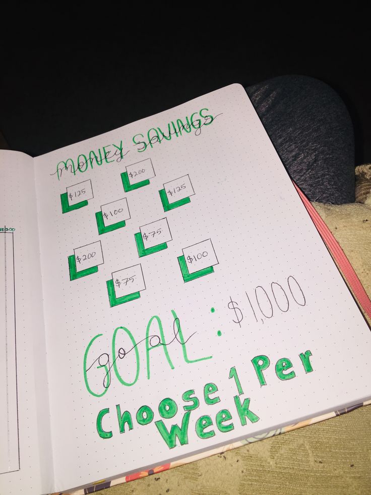 an open notebook with money savings on it