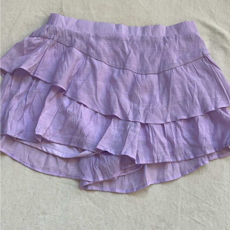 Super Cute, Never Worn Purple Skort Perfect For Summer! Brunch Bottoms With Lined Short Skirt, Tiered Skirt Bottoms With Pockets For Day Out, Casual Cotton Mini Skirt For Brunch, Summer Cotton Tiered Skirt Bottoms, High Waist Purple Lined Skirt, Summer Tiered Cotton Skirt, Brunch Bottoms With Ruffled Skirt And Short Length, Summer Mini Bottoms For Brunch, Summer Ruffled Skirt Bottoms For Brunch