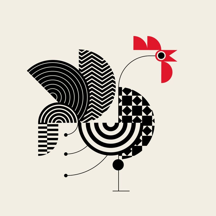 a rooster with black and white designs on it's face